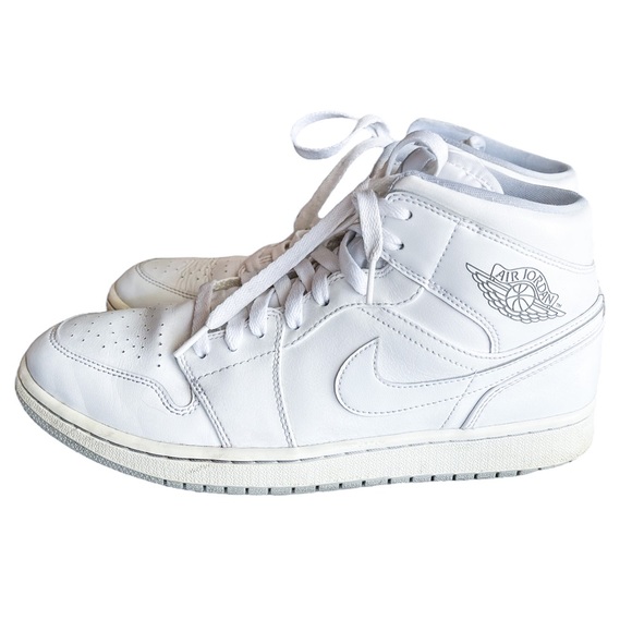 Nike Jordan 1 Men’s Mid Sneakers - White Wolf Grey